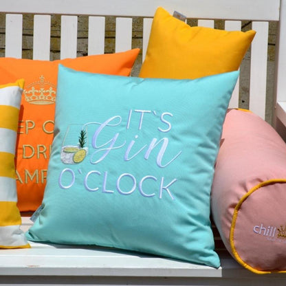 Kissen "It's Gin o'clock", Farbe: Mint, Weiß, Hergestellt in Deutschland, chillisy. online kaufen