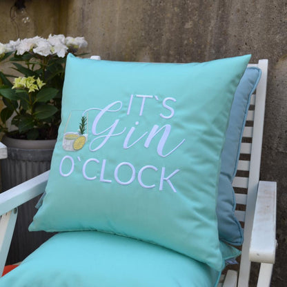 Kissen "It's Gin o'clock", Farbe: Mint, Weiß, Hergestellt in Deutschland, chillisy. online kaufen