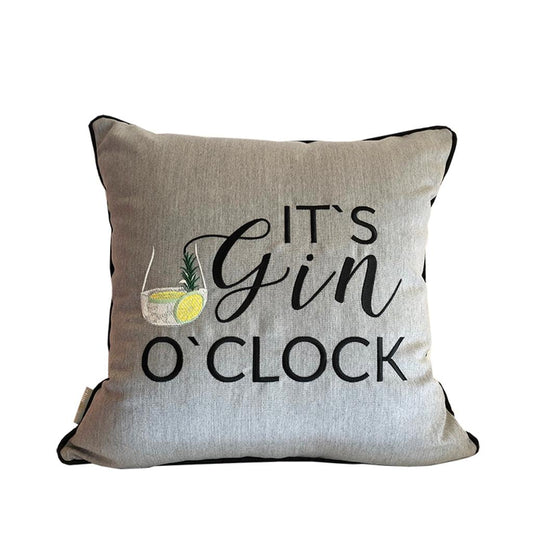 Kissen "It's Gin o'clock", Farbe: Grau, Schwarz, 50x50 cm, Hergestellt in Deutschland, chillisy. online kaufen