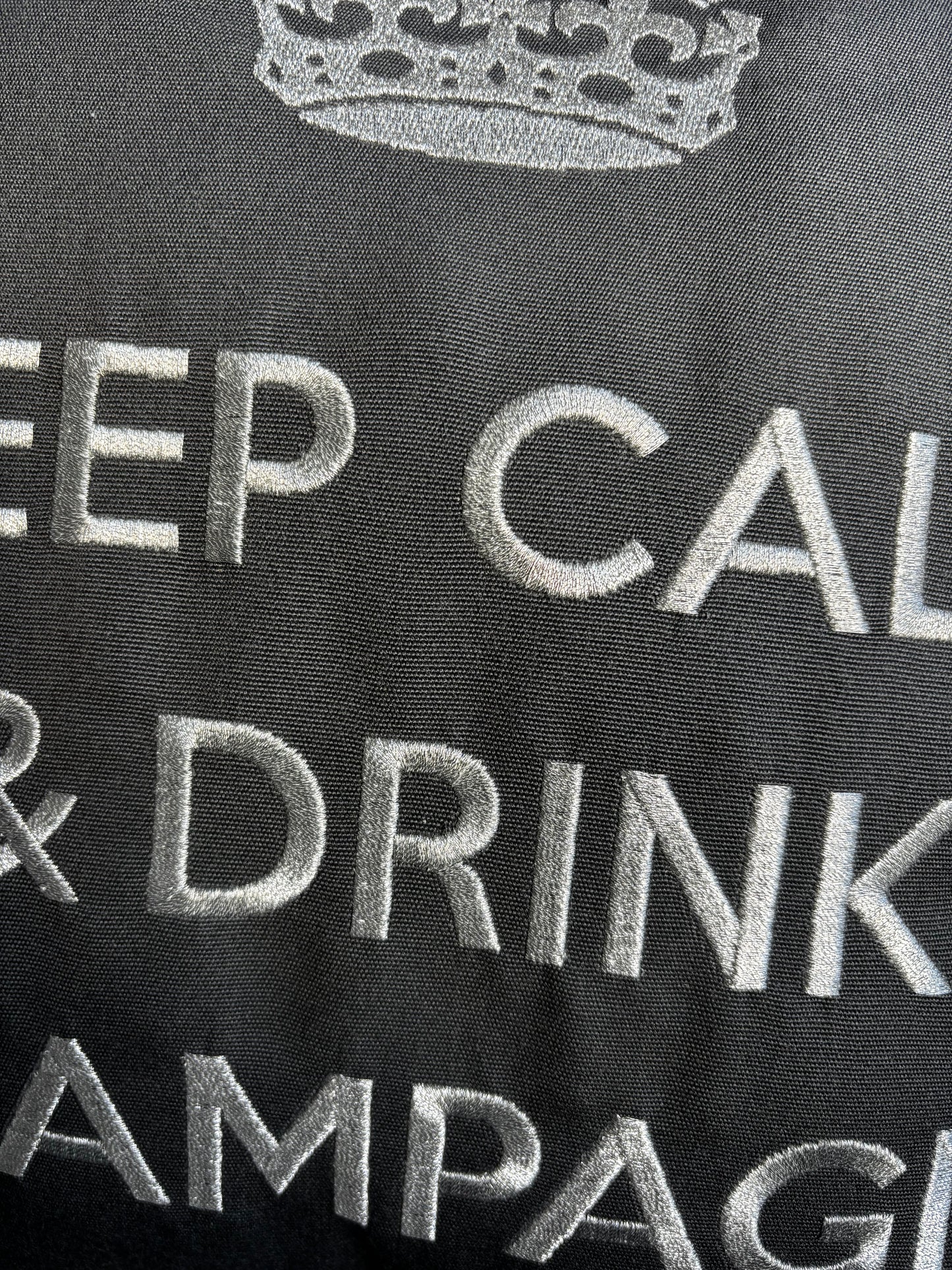 Kissen KEEP CALM & DRINK CHAMPAGNE Anthrazit Silber