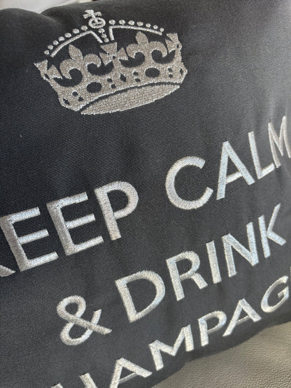 Detail des Kissens KEEP CALM & DRINK CHAMPAGNE 
