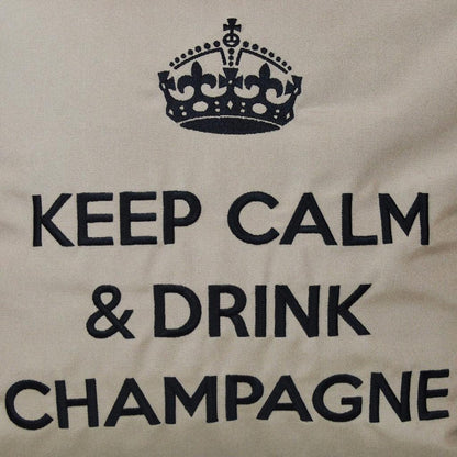 Kissen KEEP CALM & DRINK CHAMPAGNE Taupe Schwarz