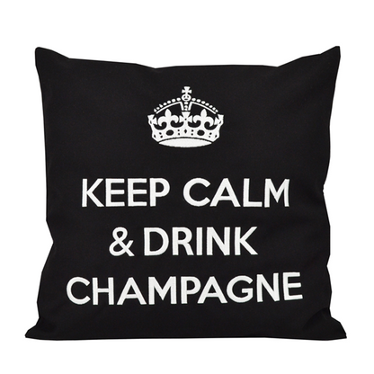 Kissen Keep Calm &amp; Drink Champagne, Schwarz Weiß von chillisy