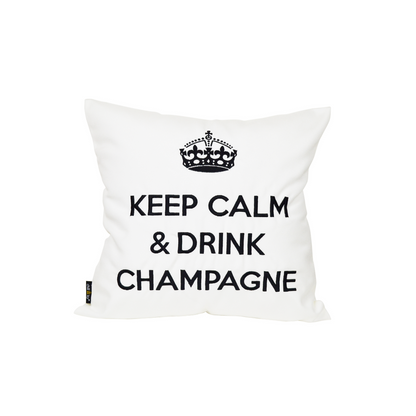 Kissen KEEP CALM & DRINK CHAMPAGNE Weiß Schwarz