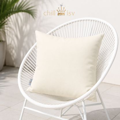chillisy® Outdoor Kissen Elfenbein auf weißem Designer Gartenstuhl