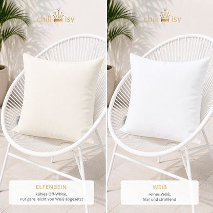 Outdoor Kissen Elfenbein – wasserabweisend, wetterfest & UV-beständig, Made in Germany | chillisy®