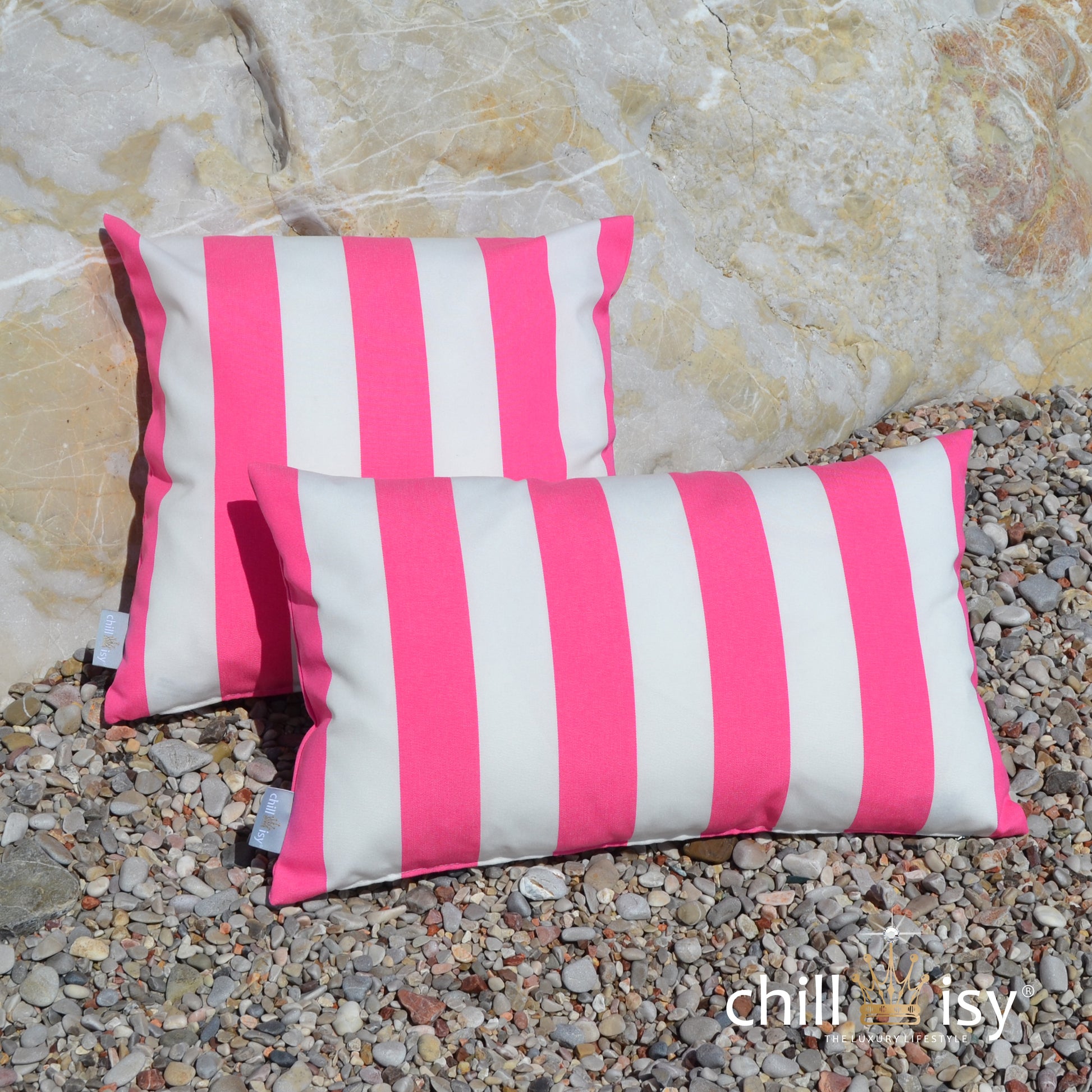 Kissen pink weiß gestreift Gartenkissen von chillisy