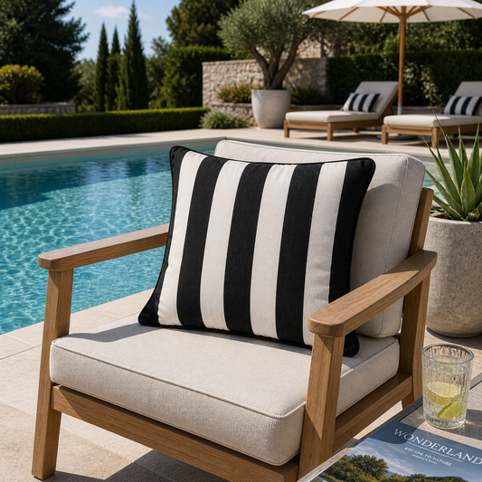 Kissen Sunbrella Vision Costa Middleburg schwarz Blockstreifen chillisy