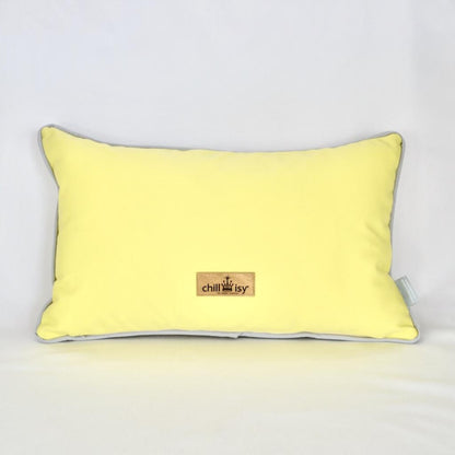 Produkt: Kissen, Gartenkissen; Material: Sunbrella Majestic, Verwendung: Outdoor und Indoor; Farbe: Grau, Gelb, Limone; Mit Keder, Paspel; verschiedene Größen; Marke: chillisy Lifestyle; online kaufen. Hergestellt in Deutschland.
