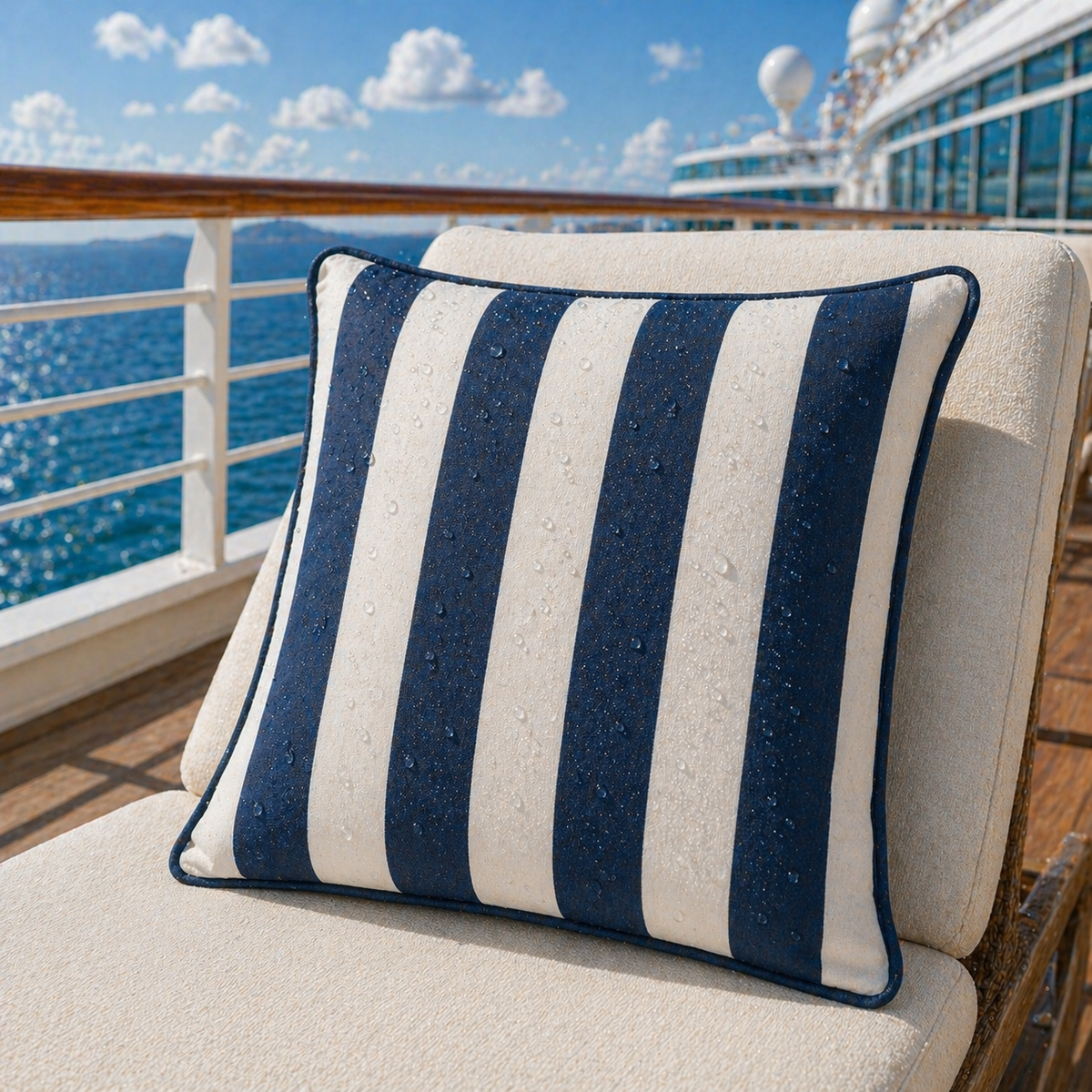 Outdoor Kissen Sunbrella Vision Costa Capri Blau Blockstreifen