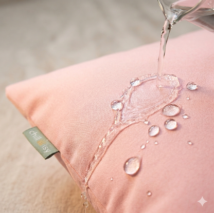 Wasserabweisendes Kissen in Rosa für Outdoor von chillisy hergestellt in Deutschland.