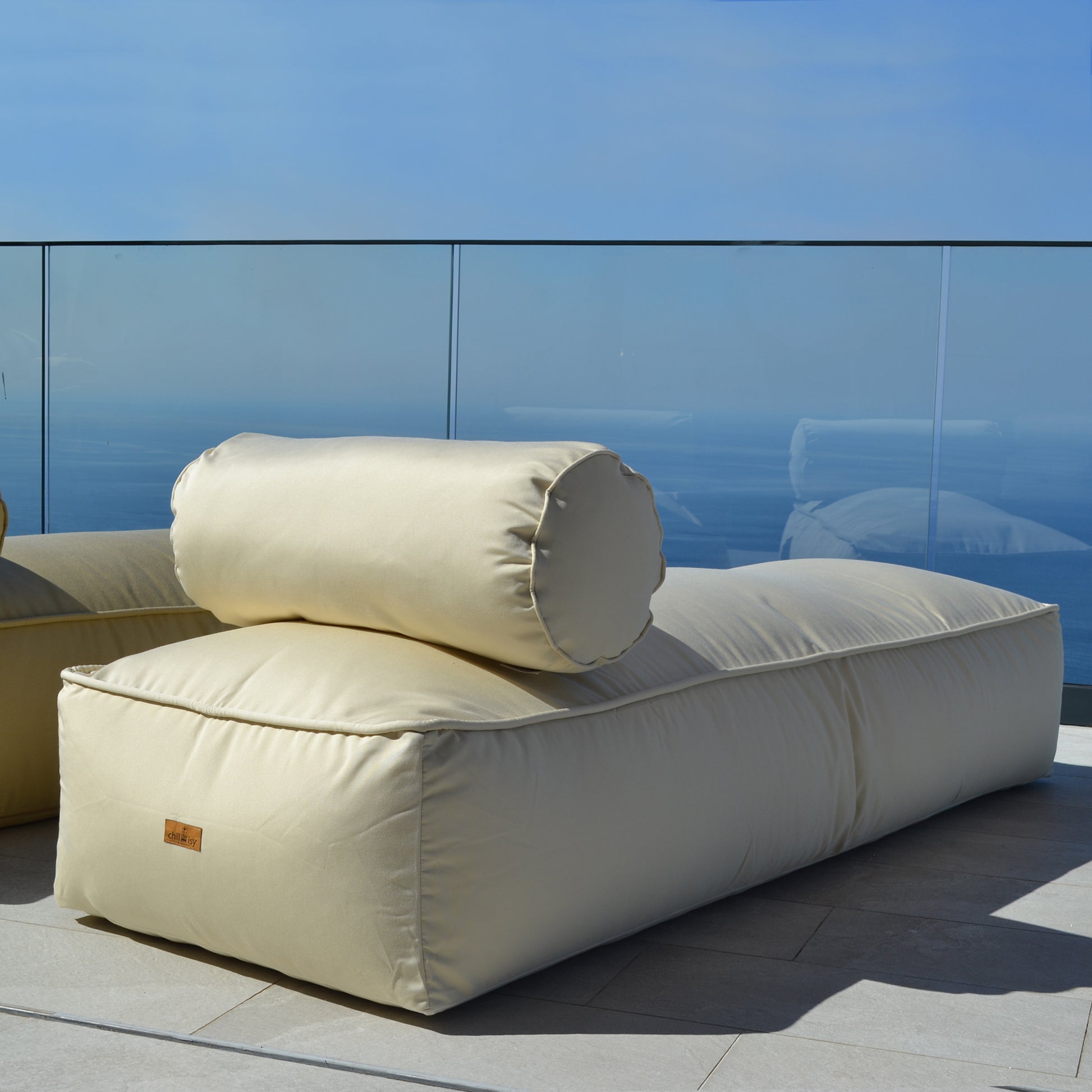 Loungebett mit Nackenrolle, Farbe: Canvas, 200x70x35 cm, Marke: chillisy