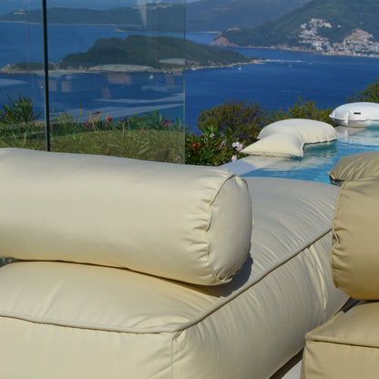 Loungebett mit Nackenrolle, Farbe: Canvas, 200x70x35 cm, Marke: chillisy
