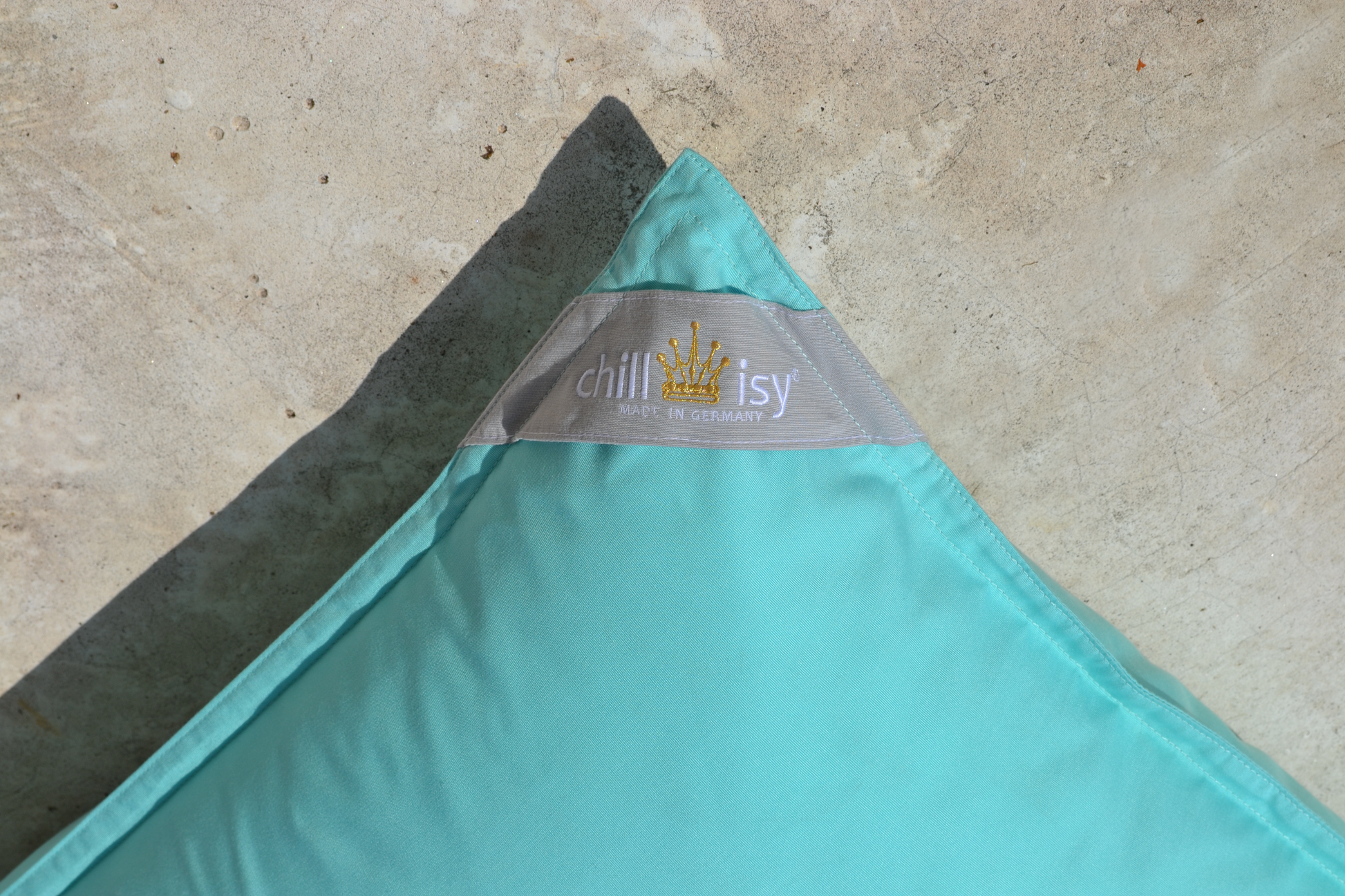 Pool Sitzsack Premium Poolkissen,  Schwimmrolle Gelb Weiß gestreift, Luxus Luftmatratze,  Farbe: Mint Türkis, schwimmende Liege, chillisy