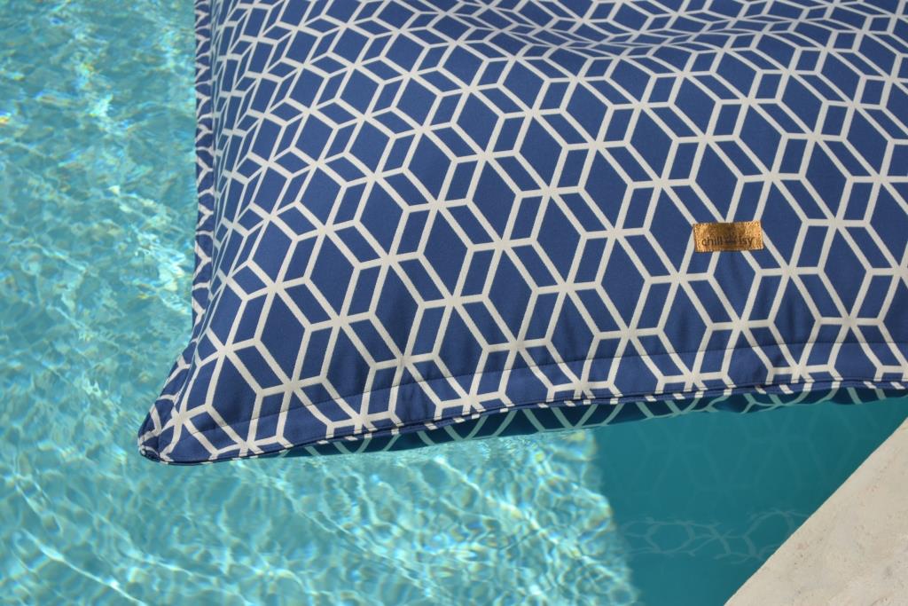 Poolkissen, Pool Sitzsack, Luxus Luftmatratze, Farbe: Türkis, Blau, chillisy, 160x120 cm, schwimmt auf dem Wasser, online kaufen.