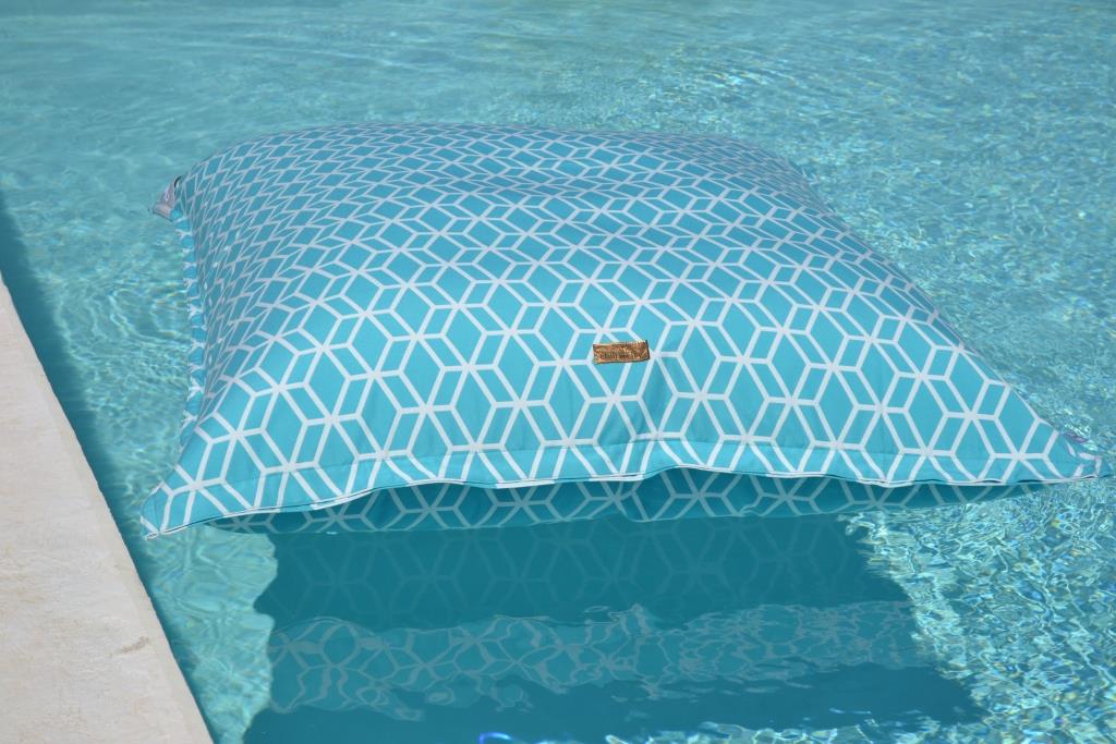 Poolkissen, Pool Sitzsack, Luxus Luftmatratze, Farbe: Türkis, Blau, chillisy, 160x120 cm, schwimmt auf dem Wasser, online kaufen.