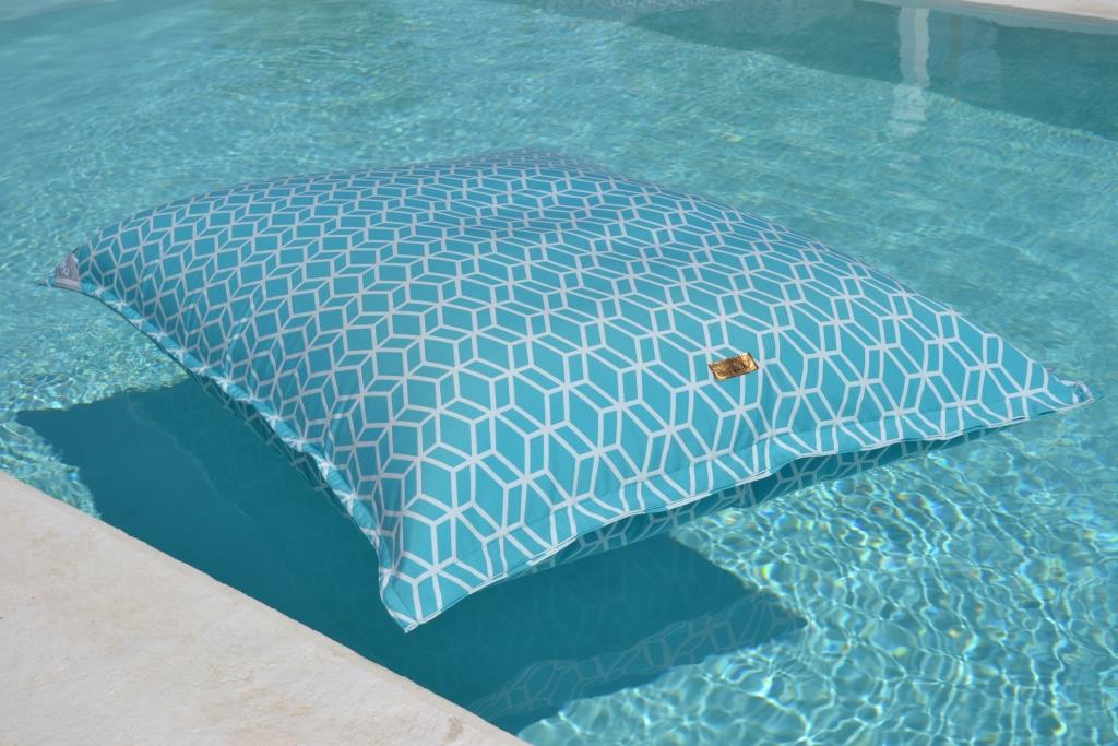 Poolkissen, Pool Sitzsack, Luxus Luftmatratze, Farbe: Türkis, Blau, chillisy, 160x120 cm, schwimmt auf dem Wasser, online kaufen.