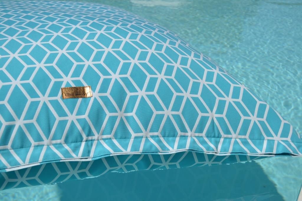 Poolkissen, Pool Sitzsack, Luxus Luftmatratze, Farbe: Türkis, Blau, chillisy, 160x120 cm, schwimmt auf dem Wasser, online kaufen.