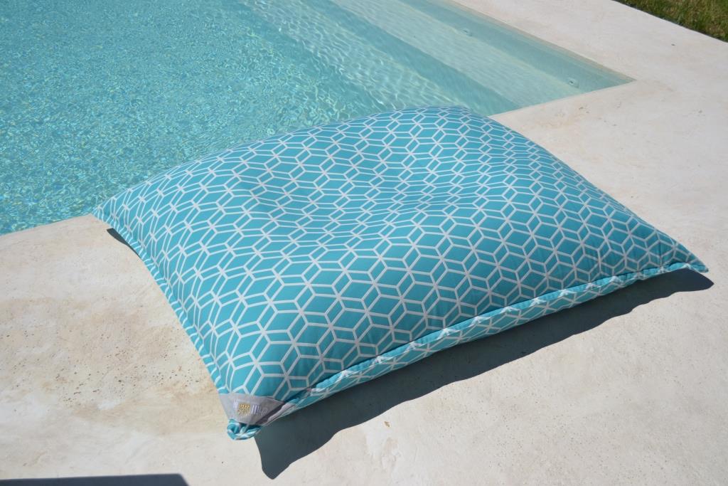 Poolkissen, Pool Sitzsack, Luxus Luftmatratze, Farbe: Türkis, Blau, chillisy, 160x120 cm, schwimmt auf dem Wasser, online kaufen.