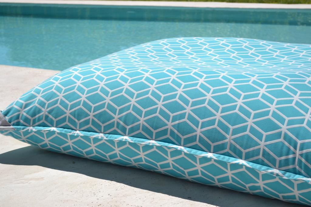 Poolkissen, Pool Sitzsack, Luxus Luftmatratze, Farbe: Türkis, Blau, chillisy, 160x120 cm, schwimmt auf dem Wasser, online kaufen.