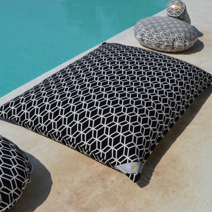 Pool Sitzsack Crystal, Farbe: Schwarz / Weiß, schwimmt auf dem Wasser, und an Land als Sitzsack verwenden.