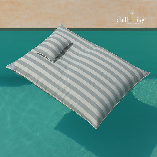 Pool Sitzsack LE CLUB Beige / Grau Blockstreifen •︎ Hergestellt in Deutschland •︎ chillisy®