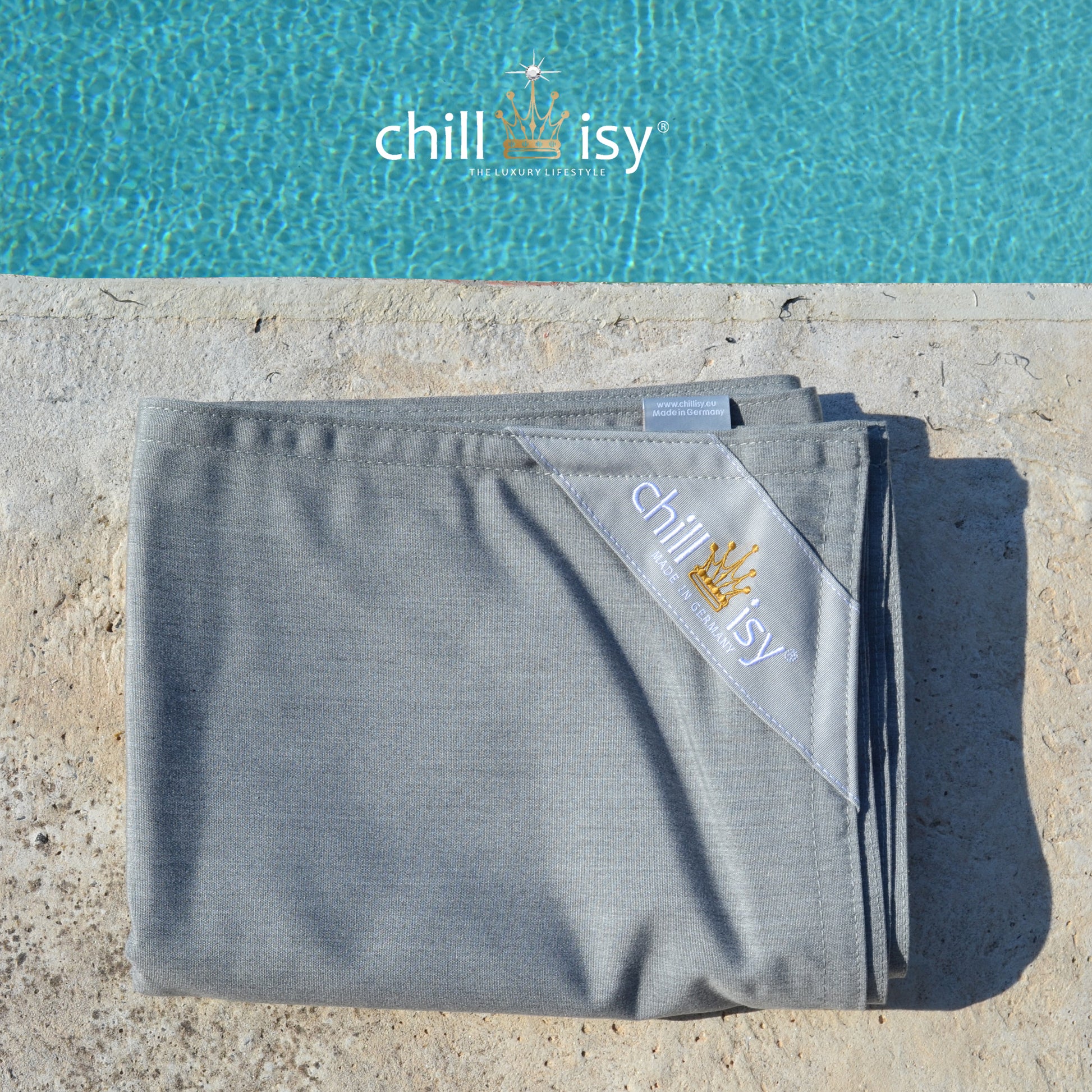 Poolkissenbezug Maxi 190x130 cm in Steinoptik Grau Melange von chillisy