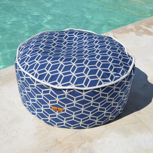 Pouf Hocker Crystal Gold Blau