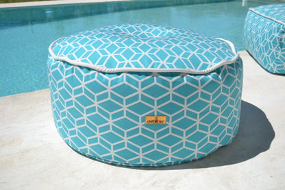 Pouf Hocker Crystal Gold, Farbe: Türkis, Verwendung: Indor, Outdoor; Marke: chillisy, hergestellt in Deutschland.