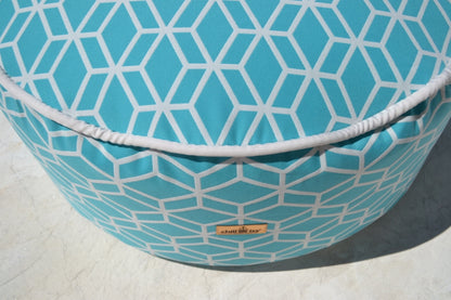 Pouf Hocker Crystal Gold, Farbe: Türkis, Verwendung: Indor, Outdoor; Marke: chillisy, hergestellt in Deutschland.