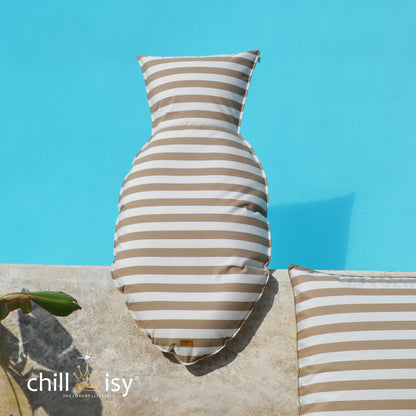 Schwimmkissen Poolkissen beige weiß gestreift in Fisch Form Float Sharky by chillisy.