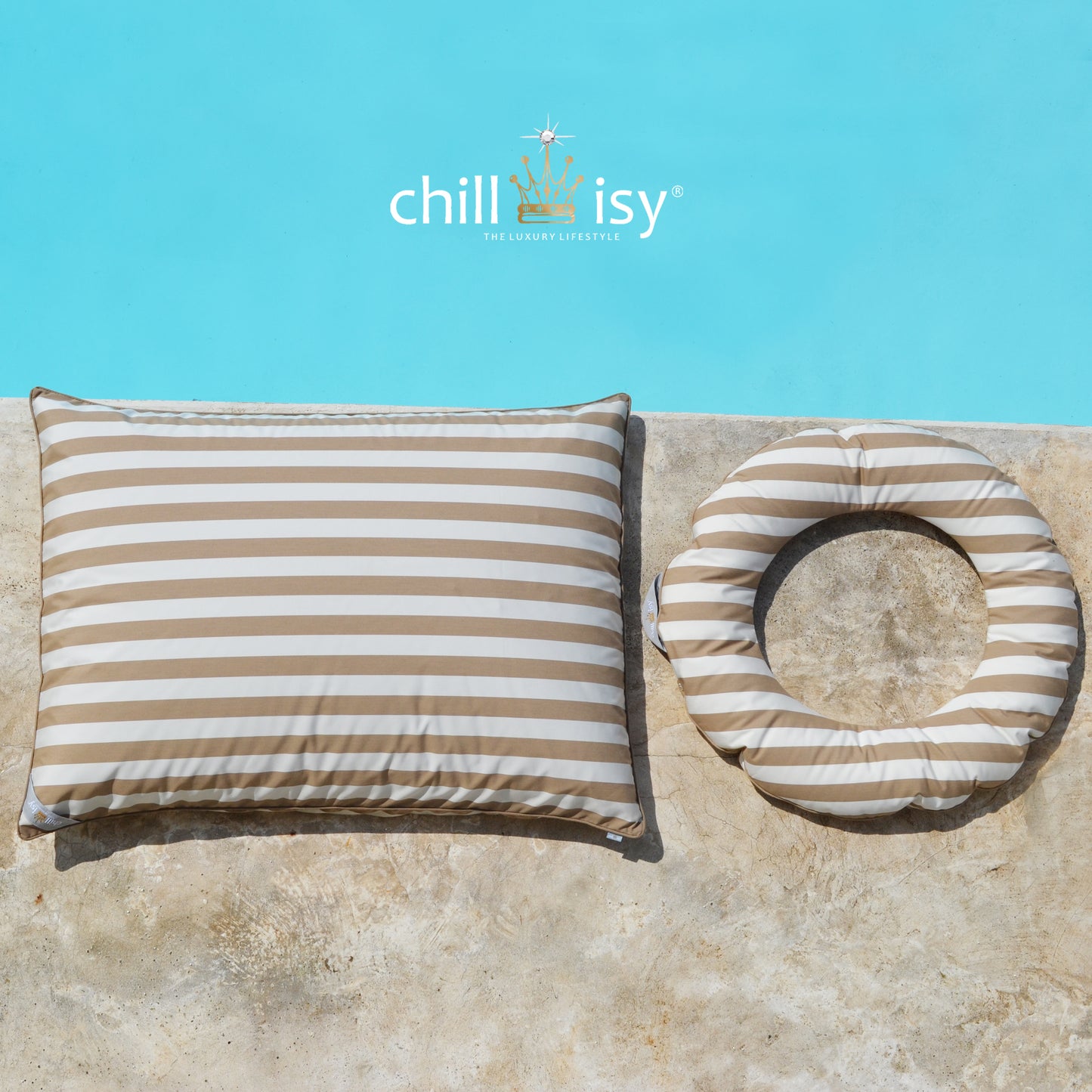 Pool Beanbag LE CLUB Beige Cream Striped